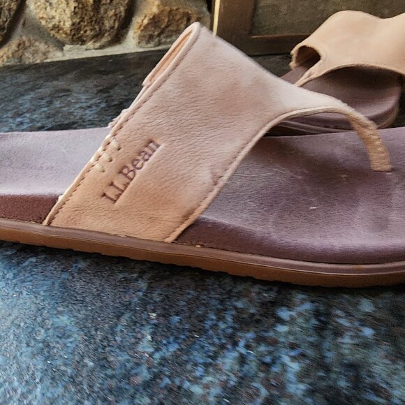 L.L. Bean Tan Suede Flip Flop Thong Sandals Size 10 - Picture 11 of 15